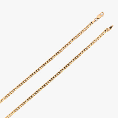 Comprar collar de cadena barbada de eslabones planos entrelazados de oro amarillo de 18kt. Pieza clásica y elegante, envío gratuito, pieza certificada 