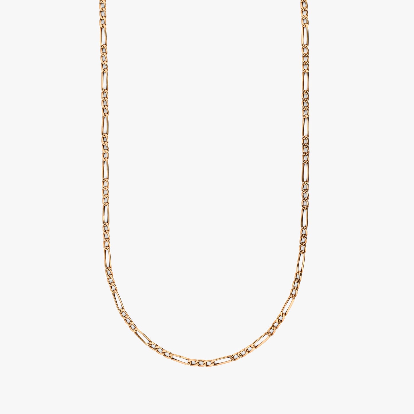 Comprar collar Figaro oro amarillo 18K clásico alternado. Pieza distinguida de alta resistencia y cierre mosquetón seguro. Envío gratis, joya certificada