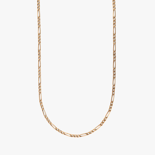 Comprar collar Figaro oro amarillo 18K clásico alternado. Pieza distinguida de alta resistencia y cierre mosquetón seguro. Envío gratis, joya certificada