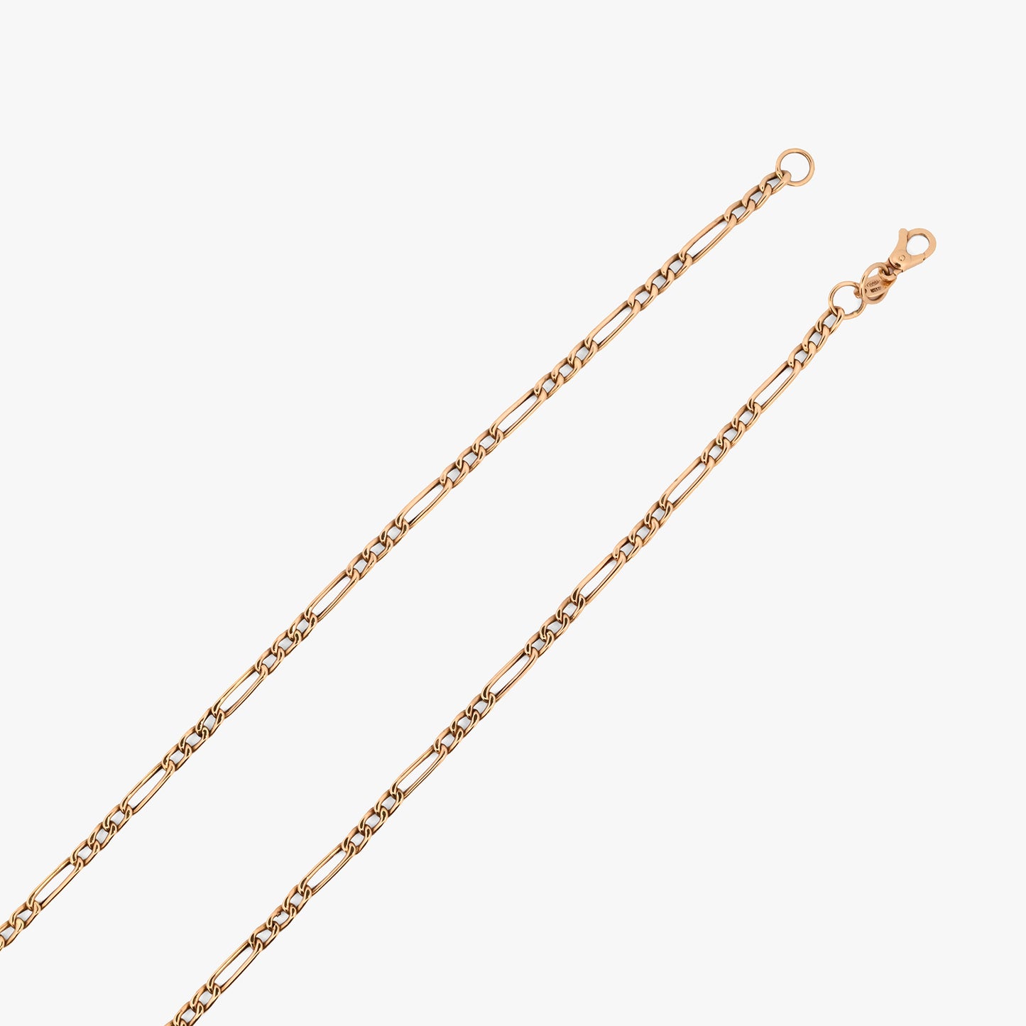 Comprar collar Figaro oro amarillo 18K clásico alternado. Pieza distinguida de alta resistencia y cierre mosquetón seguro. Envío gratis, joya certificada