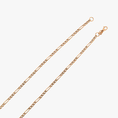 Comprar collar Figaro oro amarillo 18K clásico alternado. Pieza distinguida de alta resistencia y cierre mosquetón seguro. Envío gratis, joya certificada