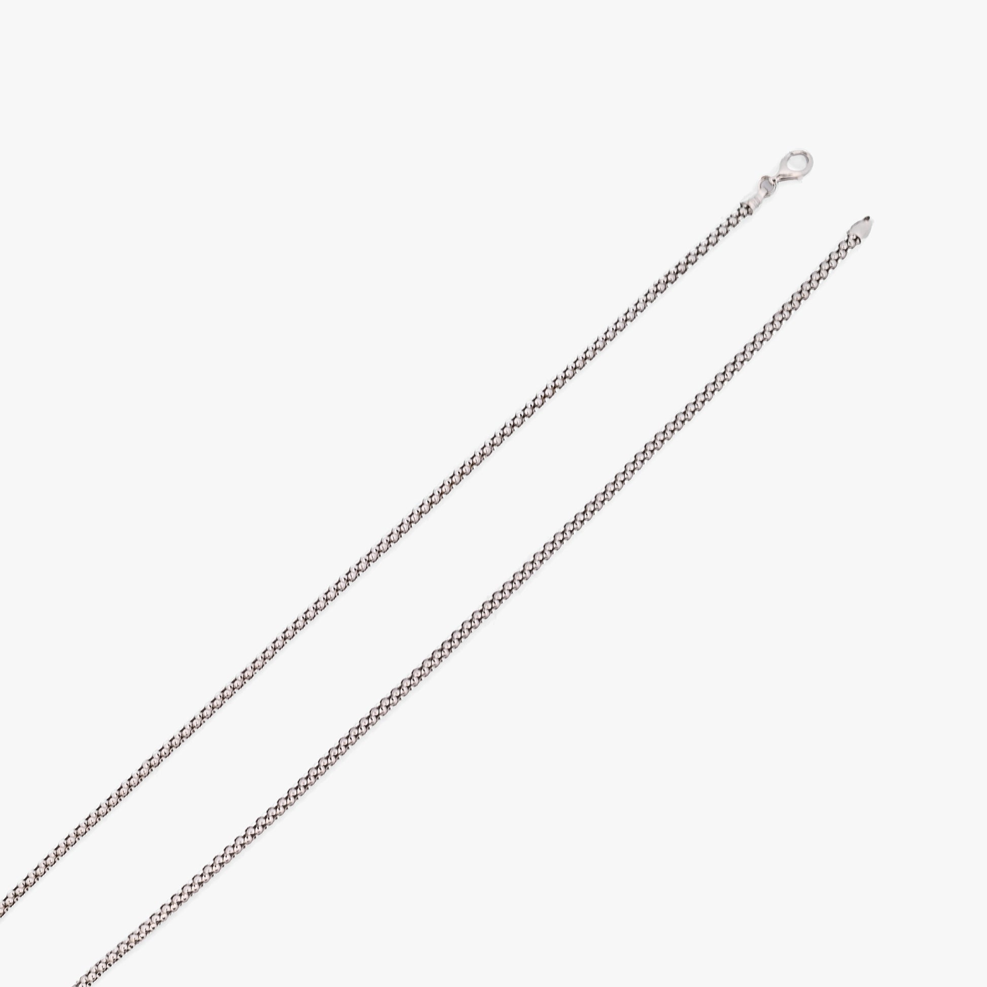 Comprar collar de cadena palomita de oro blanco de 18K con estructura tubular texturizada. Pieza sofisticada que destaca por resistencia y diseño. Envío gratis