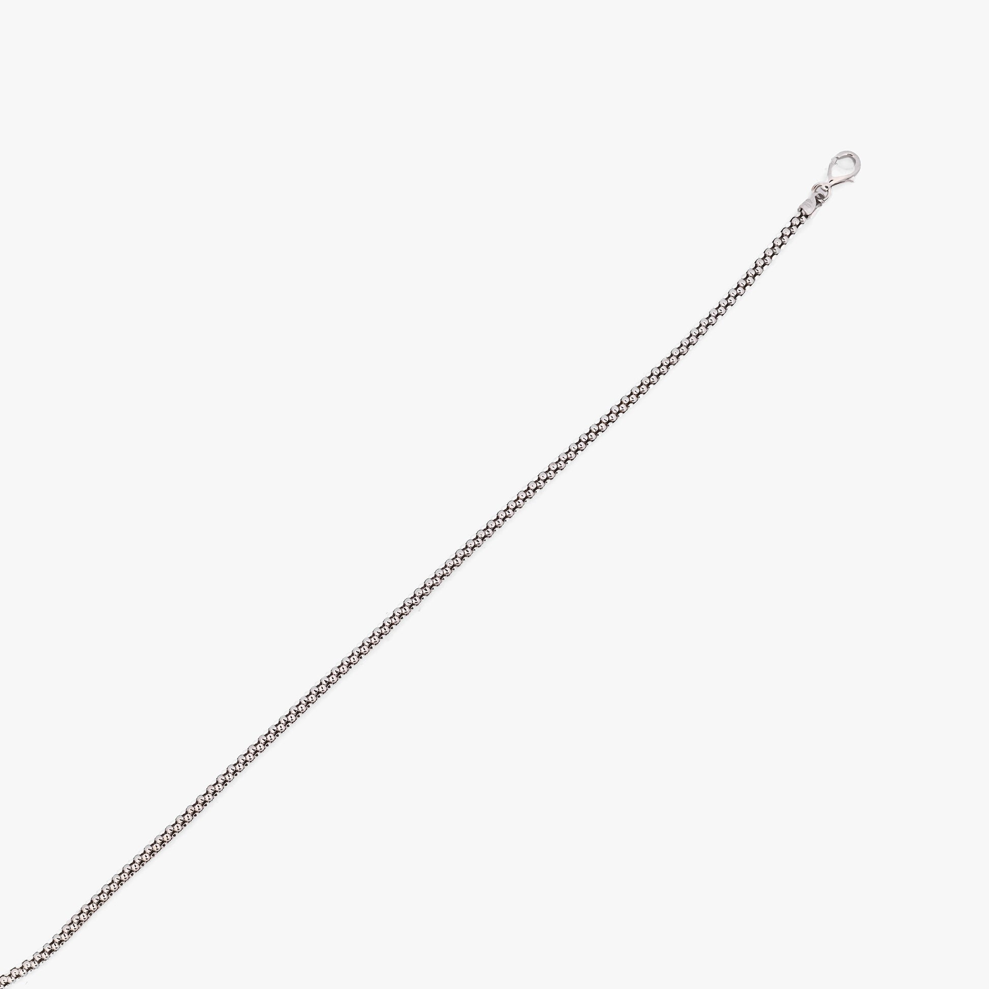 Comprar collar de cadena palomita de oro blanco de 18K con estructura tubular texturizada. Pieza sofisticada que destaca por resistencia y diseño. Envío gratis