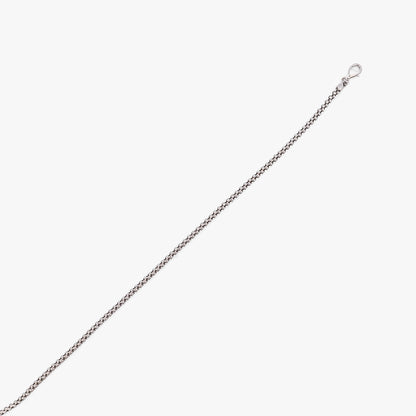 Comprar collar de cadena palomita de oro blanco de 18K con estructura tubular texturizada. Pieza sofisticada que destaca por resistencia y diseño. Envío gratis