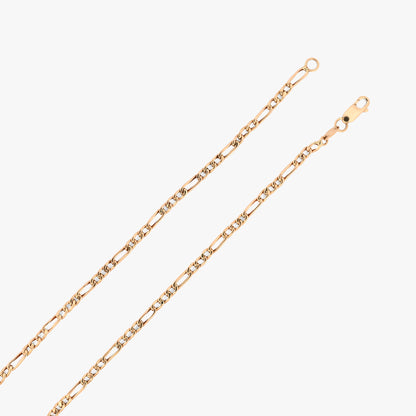 Comprar cadena Figaro oro amarillo 18K eslabón alternado. Pieza equilibrada de alta resistencia y estética uniforme. Envío gratuito y pieza certificada