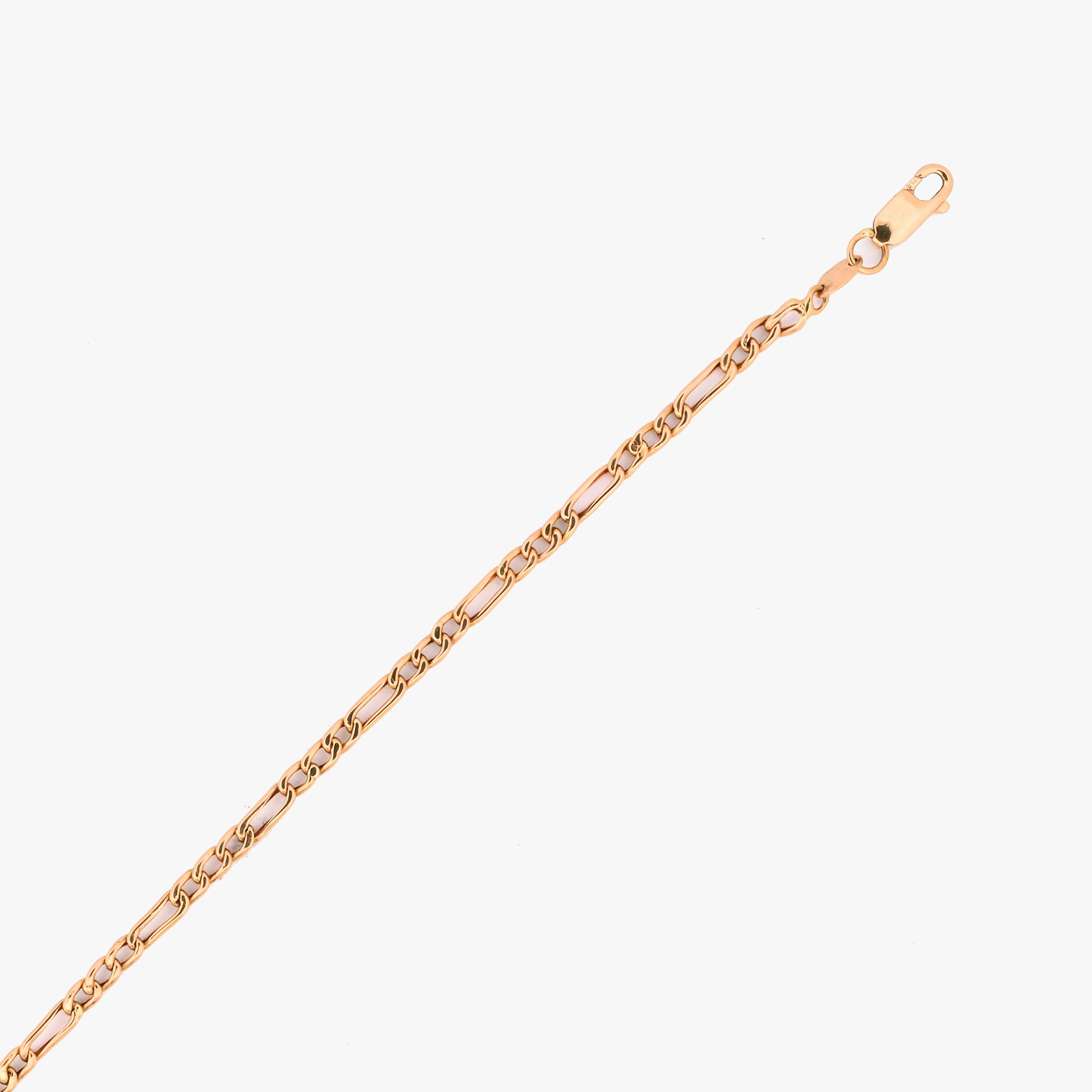 Comprar cadena Figaro oro amarillo 18K eslabón alternado. Pieza equilibrada de alta resistencia y estética uniforme. Envío gratuito y pieza certificada