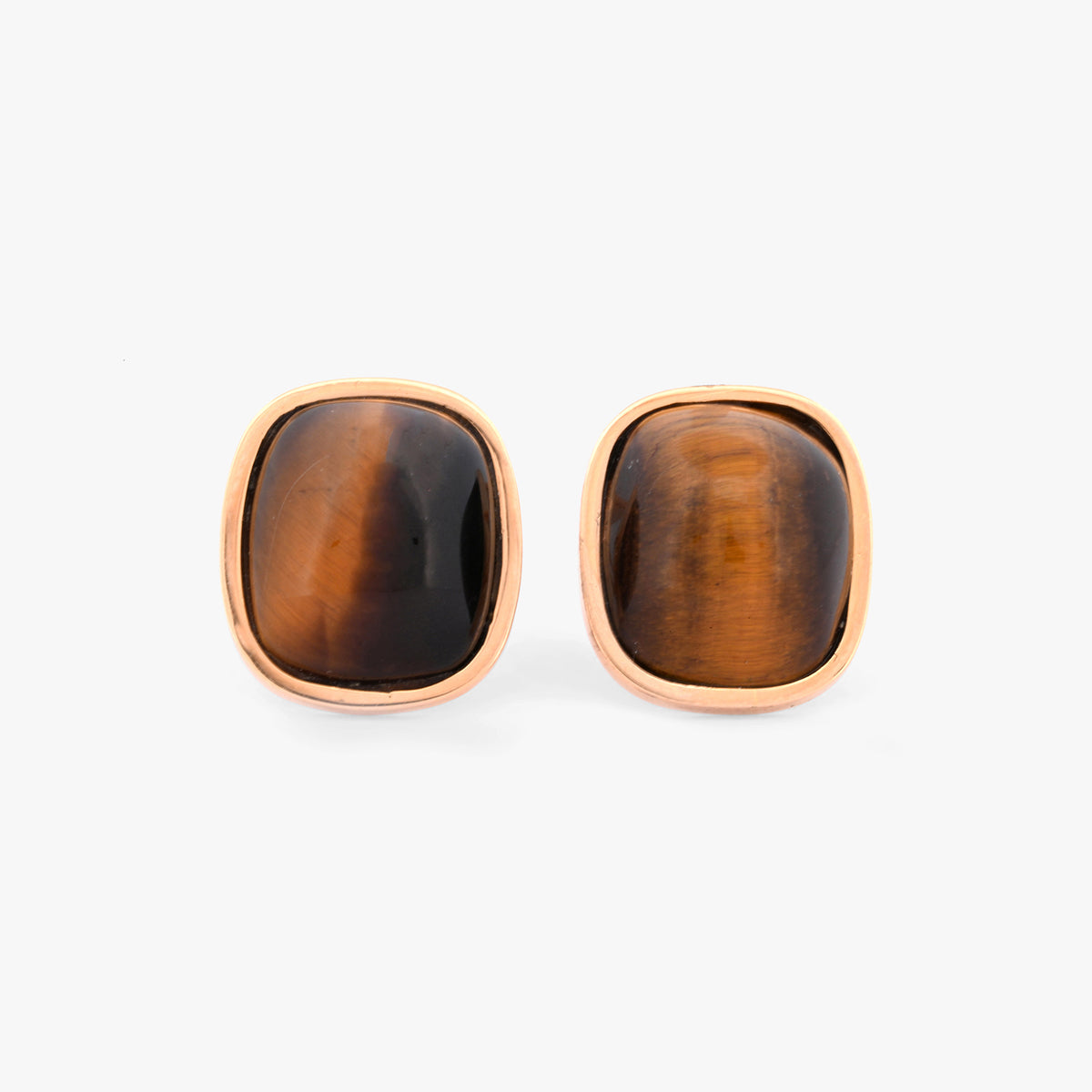 Pendientes de oro amarillo de 18kt en forma de "cuadrado" con piedra de ojo de tigre. Envío GRATIS, Joyería Ian'OR, envío asegurado.