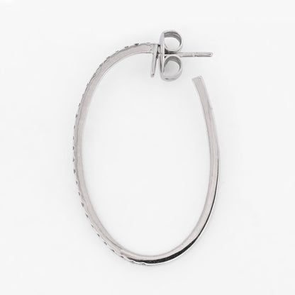 Pendientes de oro blanco de 18kt con forma de aro ovalado y (brillantes)Envío GRATIS, Joyería Ian'OR, envío asegurado.