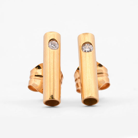 Pendientes de oro amarillo de 18kt en forma de barra con (brillante confirmar tipo). Envío GRATIS, Joyería Ian'OR, envío asegurado.