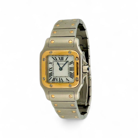 Reloj de quarzo vintage Cartier modelo Santos Galbée de mujer realizado en Acero y Oro de 18kt.
Relojes Cartier de segunda mano baratos en Barcelona. 