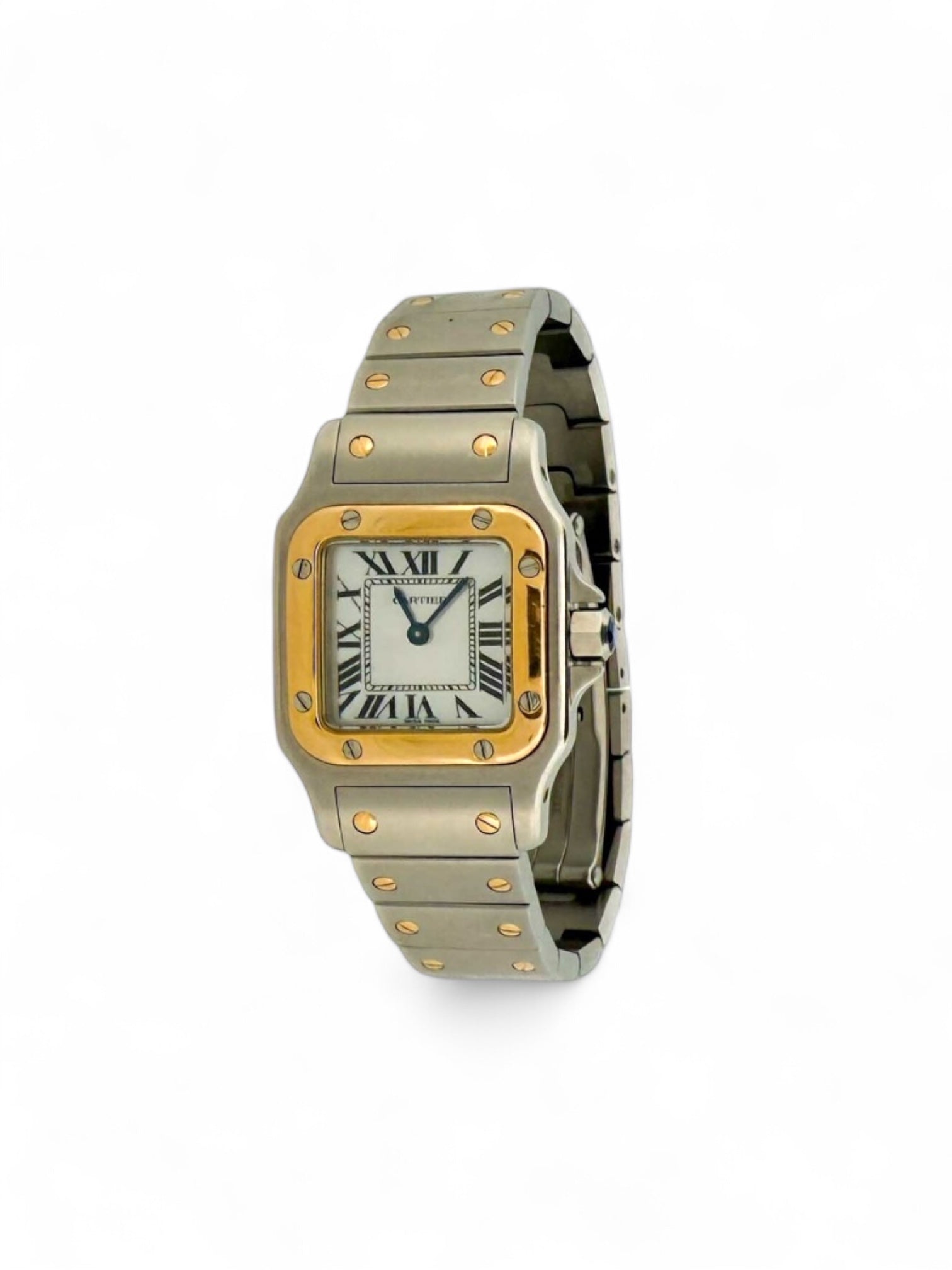 Reloj de quarzo vintage Cartier modelo Santos Galbée de mujer realizado en Acero y Oro de 18kt.
Relojes Cartier de segunda mano baratos en Barcelona. 