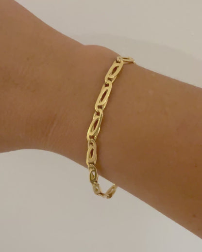 18302P - Pulsera oro 18kt eslabones ojo de tigre - 19,5cm