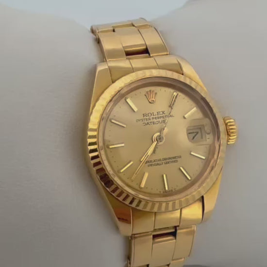 Reloj Rolex Datejust de Mujer caja de 26mm. Realizado en oro amarillo de 18kt.
Medida correa: 19cm, correa oyster. Rolex de segunda mano baratos en Barcelona. 