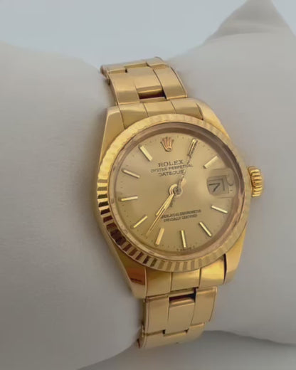 Reloj Rolex Datejust de Mujer caja de 26mm. Realizado en oro amarillo de 18kt.
Medida correa: 19cm, correa oyster. Rolex de segunda mano baratos en Barcelona. 