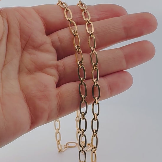 Cadena realizada en oro amarillo de 18kt con eslabones ovalados y redondos y cierre con brazo de seguridad. Cadenas de oro 18kt baratas al mejor precio.