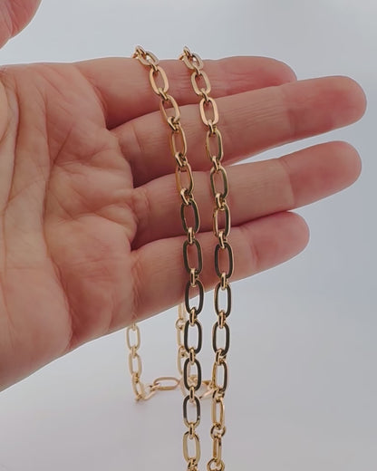 Cadena realizada en oro amarillo de 18kt con eslabones ovalados y redondos y cierre con brazo de seguridad. Cadenas de oro 18kt baratas al mejor precio.