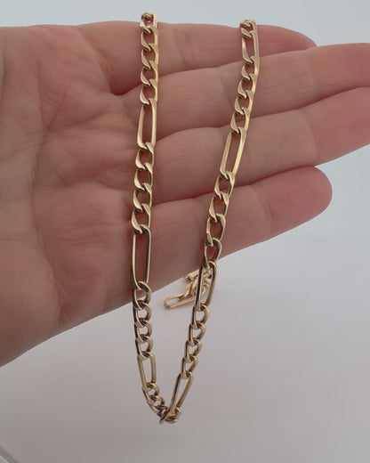 Comprar collar con cadena alterna barbada en oro amarillo de 18kt y cierre de cajón con un brazo de seguridad. Joya unisex. Envío GRATIS. Joyería Ian'Or.