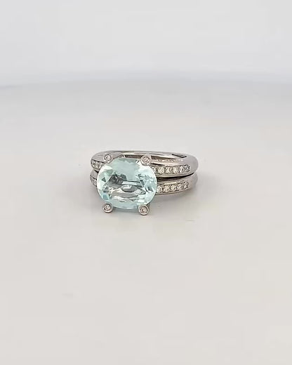 14927GM - Sortija SILLAM oro blanco 18kt con aguamarinas y diamantes