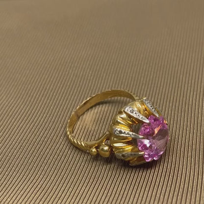 10216GM - Anillo Vintage Oro Cuarzo rosa
