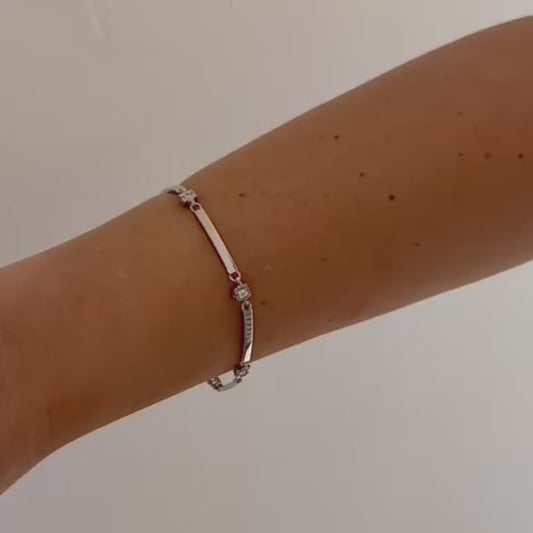 16738GV - Pulsera semirígida de Oro blanco 18kt y diamantes