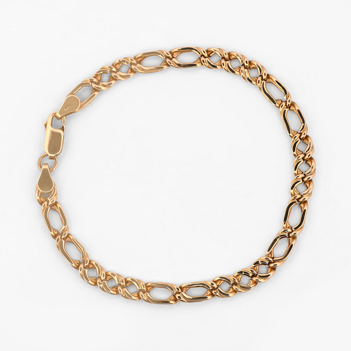 Comprar pulsera oro amarillo de 18kt con cadena alterna barbada. La cadena mide 8,3cm y dispone de cierre con cadena de seguridad. Envio gratuito.