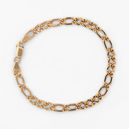 Comprar pulsera oro amarillo de 18kt con cadena alterna barbada. La cadena mide 8,3cm y dispone de cierre con cadena de seguridad. Envio gratuito.