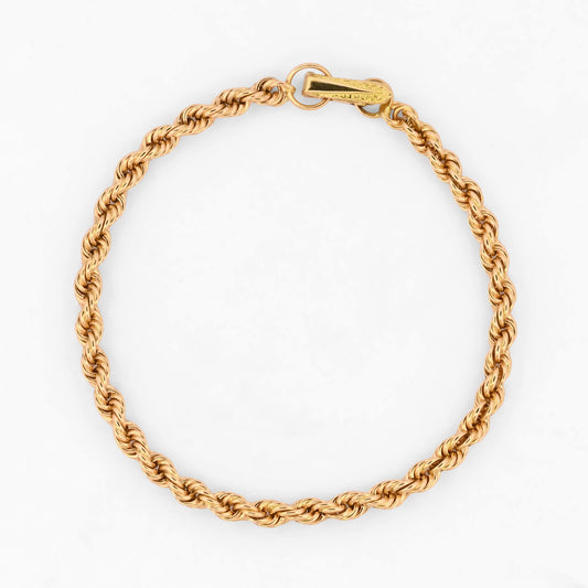 Pulsera cordón salomónico oro amarillo 18K eslabón trenzado en espiral. Joya distintiva y llamativa de gran robustez. Pieza certificada y envío gratuito