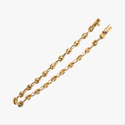 Pulsera calabrote oro amarillo 18K eslabón ovalado. Joya tradicional y equilibrada de estética uniforme y sofisticada. Envío gratuito de pieza certificada