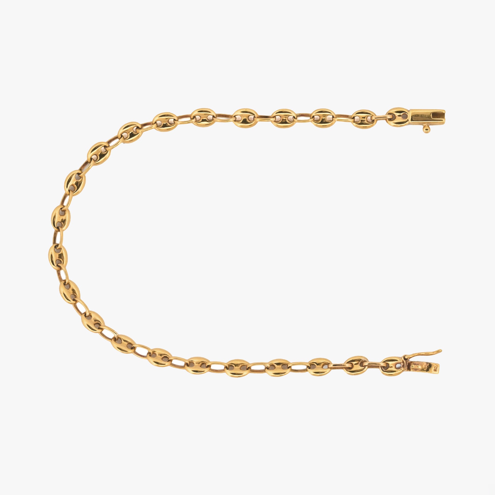 Pulsera calabrote oro amarillo 18K eslabón ovalado. Joya tradicional y equilibrada de estética uniforme y sofisticada. Envío gratuito de pieza certificada