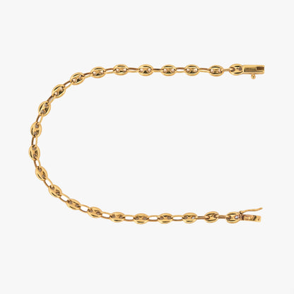 Pulsera calabrote oro amarillo 18K eslabón ovalado. Joya tradicional y equilibrada de estética uniforme y sofisticada. Envío gratuito de pieza certificada