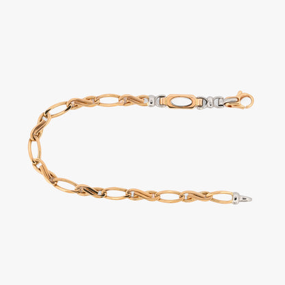Comprar pulsera oro amarillo y blanco 18Kt con placa biselada. Joya ligera, resistente y equilibrada que aporta gran sofisticación. Pieza certificada y envío gratuito
