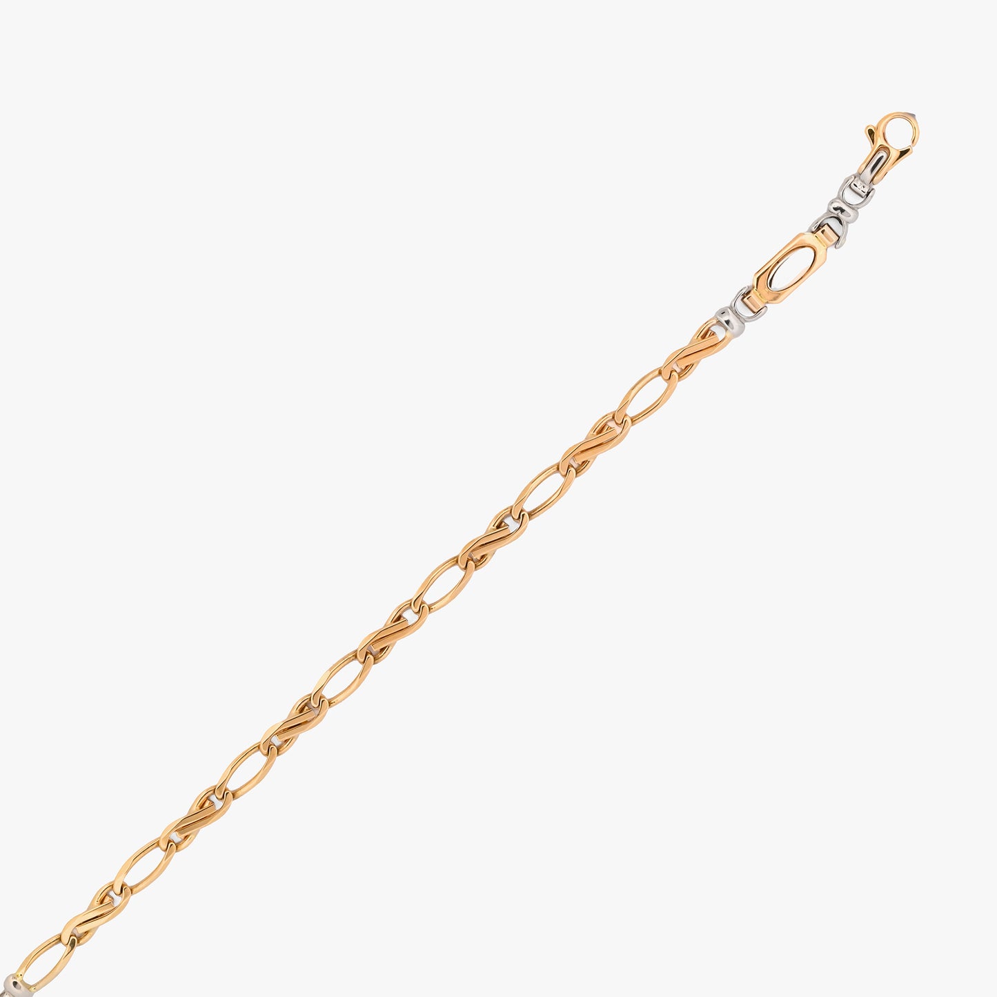 Comprar pulsera oro amarillo y blanco 18Kt con placa biselada. Joya ligera, resistente y equilibrada que aporta gran sofisticación. Pieza certificada y envío gratuito