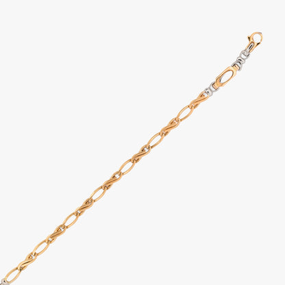 Comprar pulsera oro amarillo y blanco 18Kt con placa biselada. Joya ligera, resistente y equilibrada que aporta gran sofisticación. Pieza certificada y envío gratuito