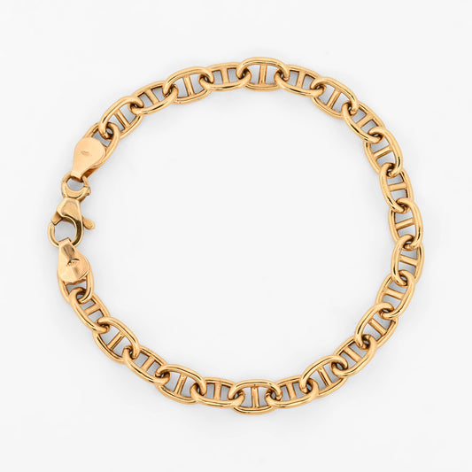 Comprar pulsera oro amarillo de 18kt con eslabones tipo ancla o marina. Joyería Ian'Or. Envío gratuito.