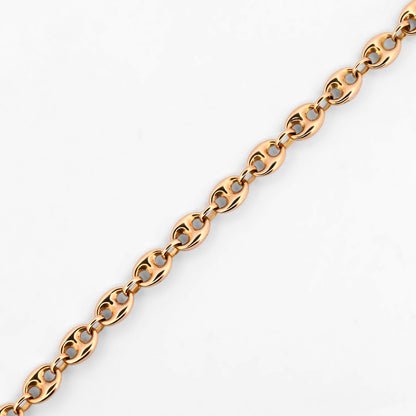 Comprar pulsera de oro de 18kt con cadena tipo calabrote de 5,99mm de grosor y 20,3cm de largo. Esta pulsera dispone de cierre tipo mosquetón.